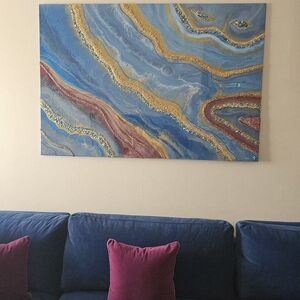 Gorgeous Blue Gold Geode Resin Wall Art